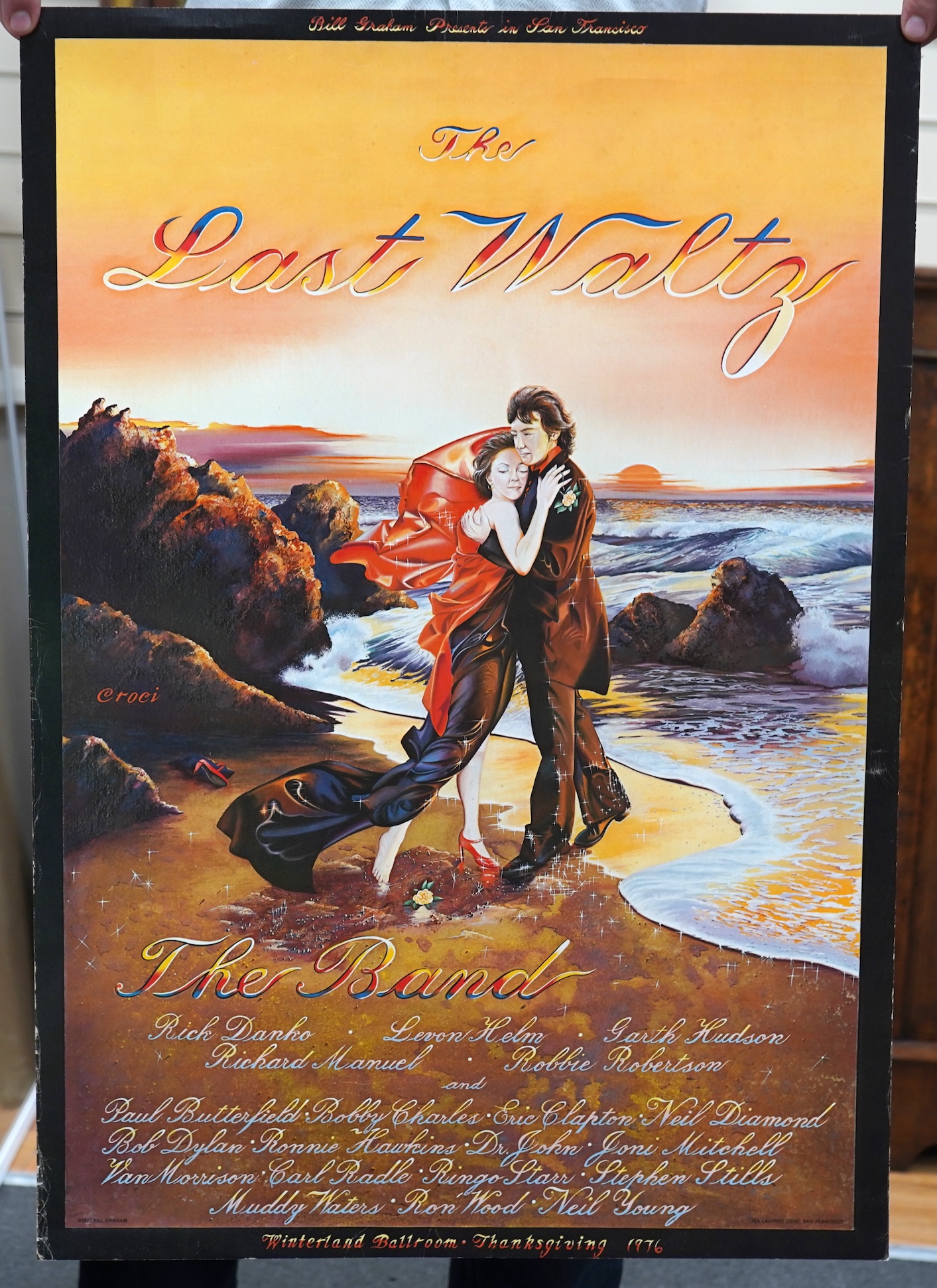 Two unframed film posters comprising Don’t Look Back, designed by Alan Aldridge, starring Bob Dylan and The Last Waltz, Promoted by Bill Graham, San Francisco, 1977, largest 76 x 50cm